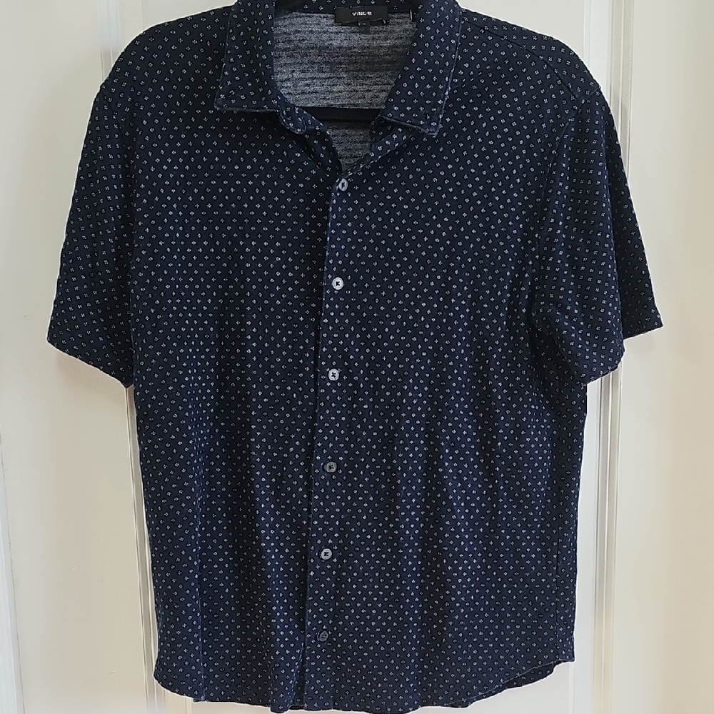 Vince Dark Blue Casual Button Down Shirt